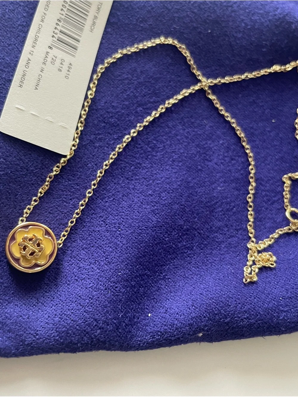 Tory Burch Gold Logo Medallion Necklace 16” to 18”